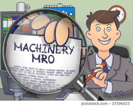 Machinery MRO through Magnifier. Doodle Design. 25596825