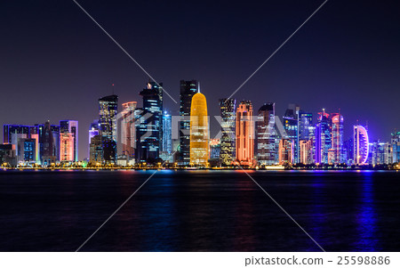 Doha skyline at night 25598886