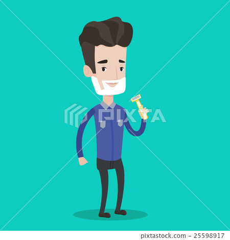 Man shaving his face vector illustration. Man shaving his face vector illustration. 25598917