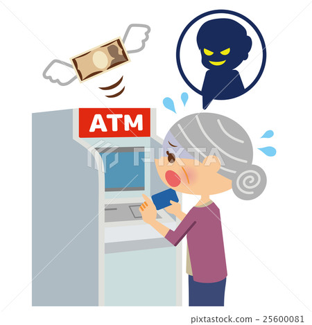 Stock Illustration: bank transfer scam, senior, person