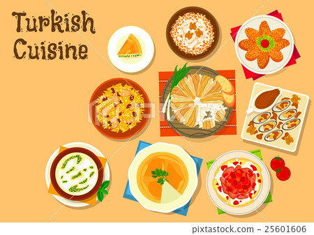 Turkish cuisine national dishes for menu design 25601606