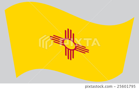 Flag of New Mexico waving on gray background 25601795