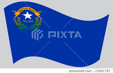 Flag of Nevada waving on gray background Flag of Nevada waving on gray background 25601797