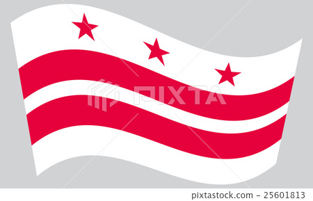 Flag of Washington, D.C. waving on gray background Flag of Washington, D.C. waving on gray background 25601813