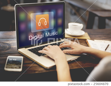 Digital Music Streaming Multimedia Entertainment Online Concept 25604870