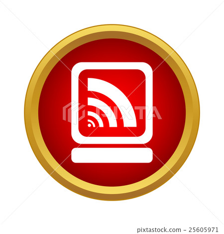 Laptop and wi fi sign icon, simple style - Stock Illustration [25605971 ...