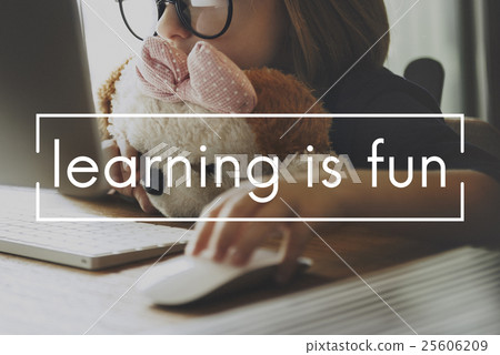Little Girl Learn Online Geeky Concept 25606209