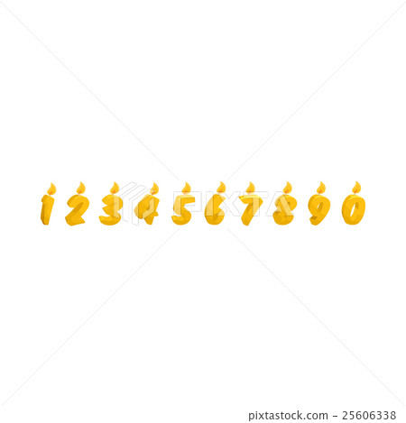 Yellow number Birthday cake candles icon 25606338