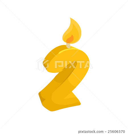 Birthday cake candle number two icon cartoon style 25606370
