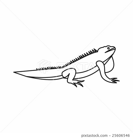 插图素材: iguana icon, outline style