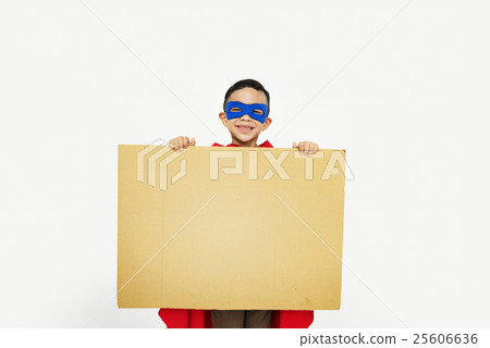 Superhero Kid Placard Copy Space Playful Concept Superhero Kid Placard Copy Space Playful Concept 25606636