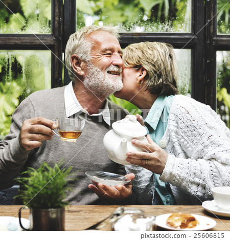 Senior Couple Afternoon Tea Drinking Relax Concept Senior Couple Afternoon Tea Drinking Relax Concept 25606815