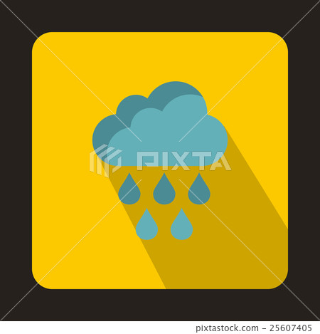 Cloud with rain drops icon, flat style - Stock Illustration [25607405 ...