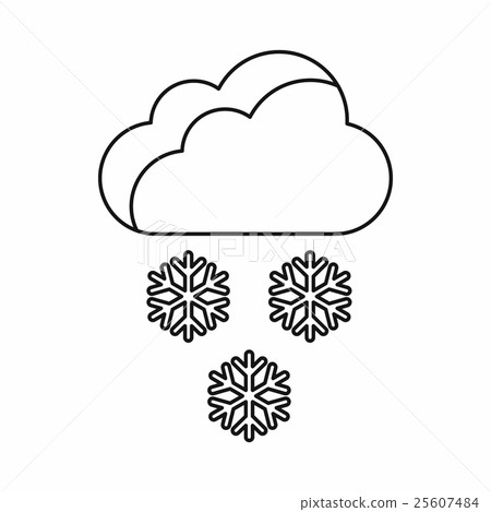 Cloud and snowflakes icon, outline style 25607484