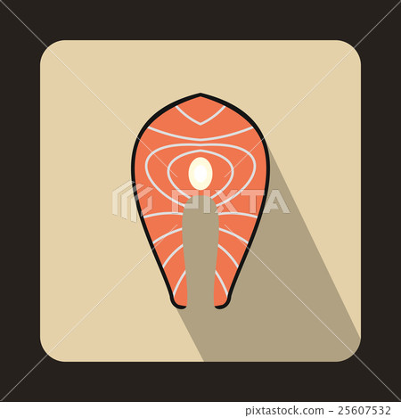 Salmon steak icon in flat style - Stock Illustration [25607532] - PIXTA