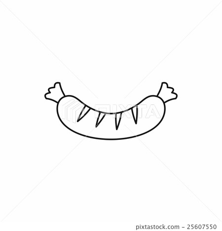 图库插图: grilled sausage icon, outline style