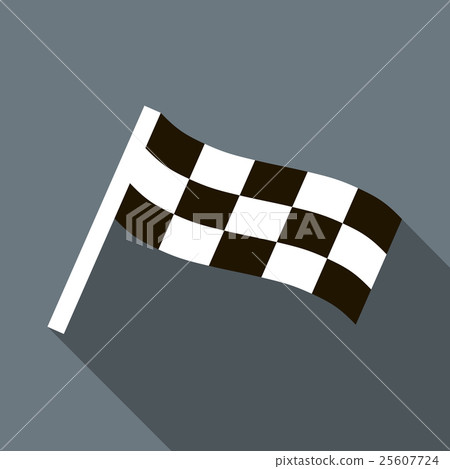Chequered flag motor icon in flat style Chequered flag motor icon in flat style 25607724
