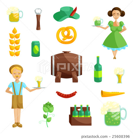 Oktoberfest icons set, cartoon style 25608396