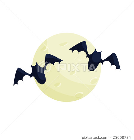 Full moon and bats icon, cartoon style 25608784