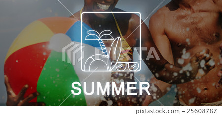 Summer Text Sunglasses Surfboard Palmtree Icon Concept 25608787