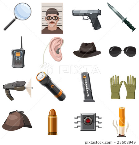 Spy icons set, cartoon style Spy icons set, cartoon style 25608949