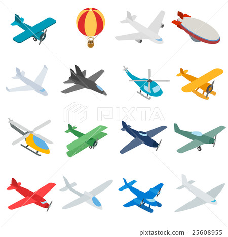 Aviation icons set, isometric 3d style 25608955
