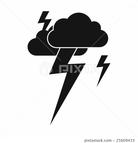 Cloud and lightning icon, simple style Cloud and lightning icon, simple style 25609433