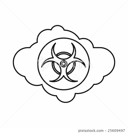 Cloud with biohazard symbol icon, outline style 25609497