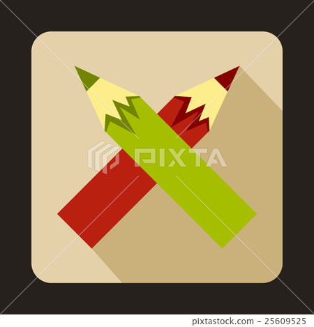 Two crossed colorful pencils icon - Stock Illustration [25609525] - PIXTA