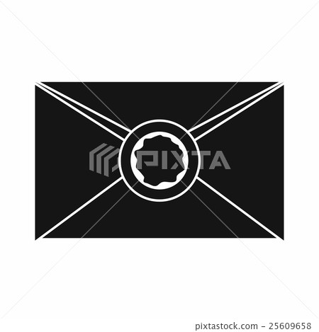 Envelope with wax seal icon, simple style 25609658