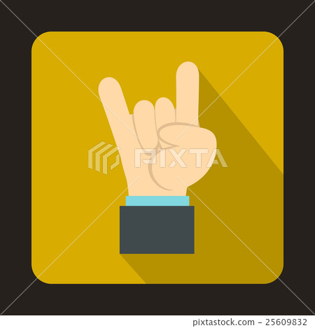 Rock and Roll hand sign icon, flat style 25609832