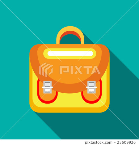 Yellow backpack icon, flat style 25609926