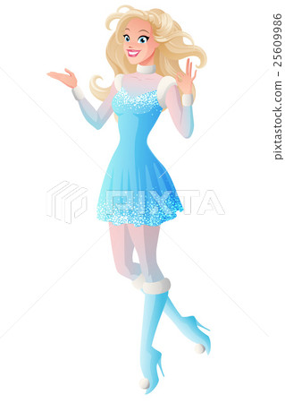 Woman in winter fairy costume presenting showing 25609986
