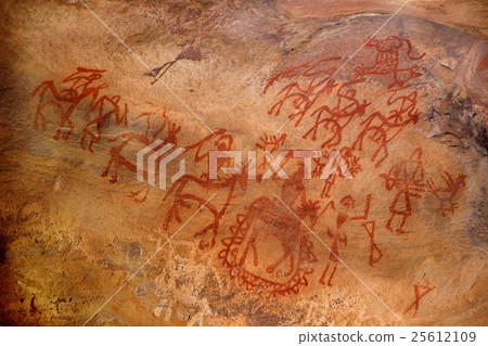 Primitive Art on Cave Wall 25612109