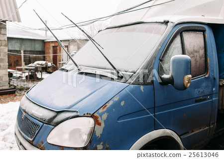 Old rusty truck on winter yard Old rusty truck on winter yard 25613046