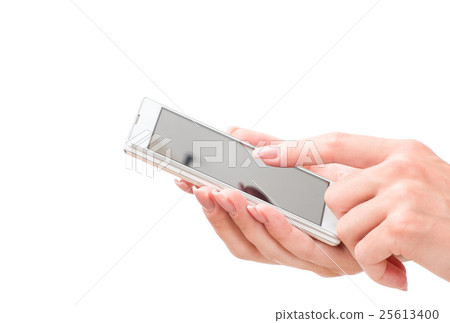 Hand holding big touchscreen smart phone Hand holding big touchscreen smart phone 25613400