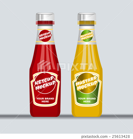 Digital Vector Red And Brown Ketchup And Mustard Stock Illustration 