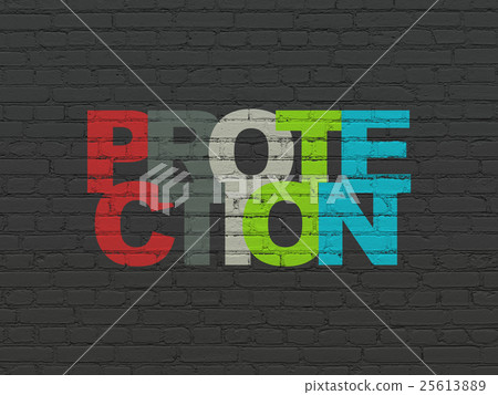 Protection concept: Protection on wall background 25613889