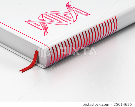 Medicine concept: closed book, DNA on white 25614630