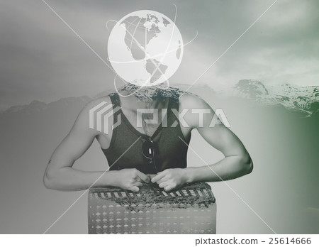 man wtih suitcase ready to travel as tourist on man wtih suitcase ready to travel as tourist on 25614666