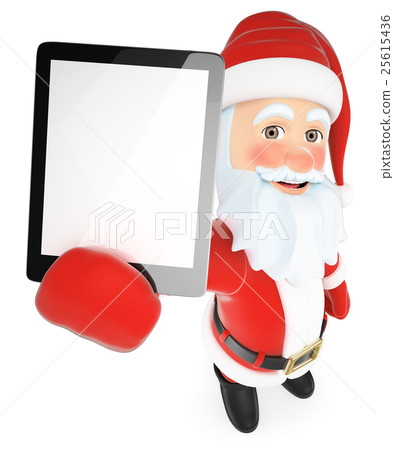 3D Santa Claus with a tablet blank screen 25615436