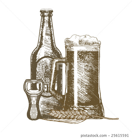 Beer Hand Draw Sketch. Vector 25615591