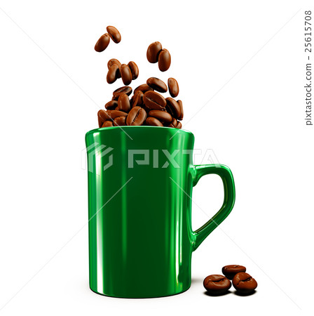 Illustration of Cup with coffee beans on white Illustration of Cup with coffee beans on white 25615708