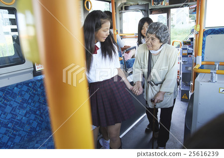 Junior high school girls who help elderly people Junior high school girls who help elderly people 25616239