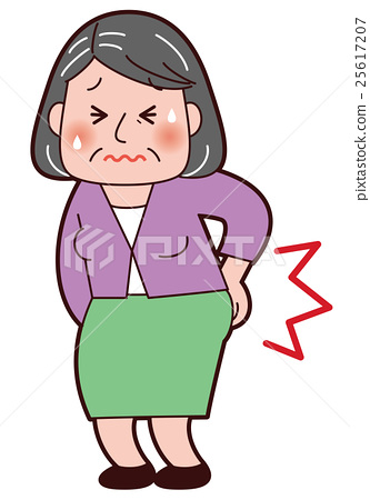 Stock Illustration: backache, middle and old aged, old woman