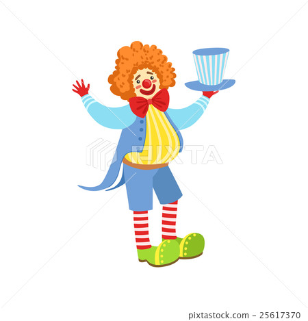 Colorful Friendly Clown Holding Top Hat In Classic Colorful Friendly Clown Holding Top Hat In Classic 25617370
