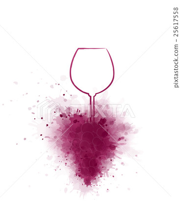 hand drawing wine glass and grapes 25617558
