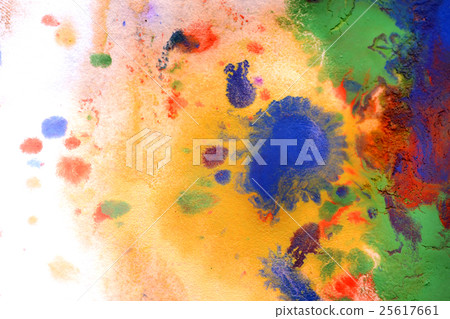 yellow, blue, green paint on a white background 25617661