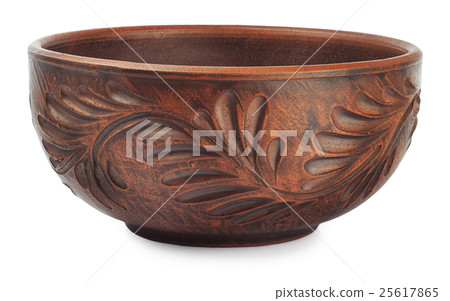 Beautiful old clay bowl with floral patterns 25617865