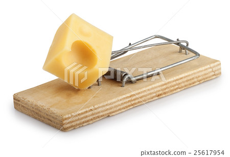 Mousetrap with cheese isolated on white Mousetrap with cheese isolated on white 25617954